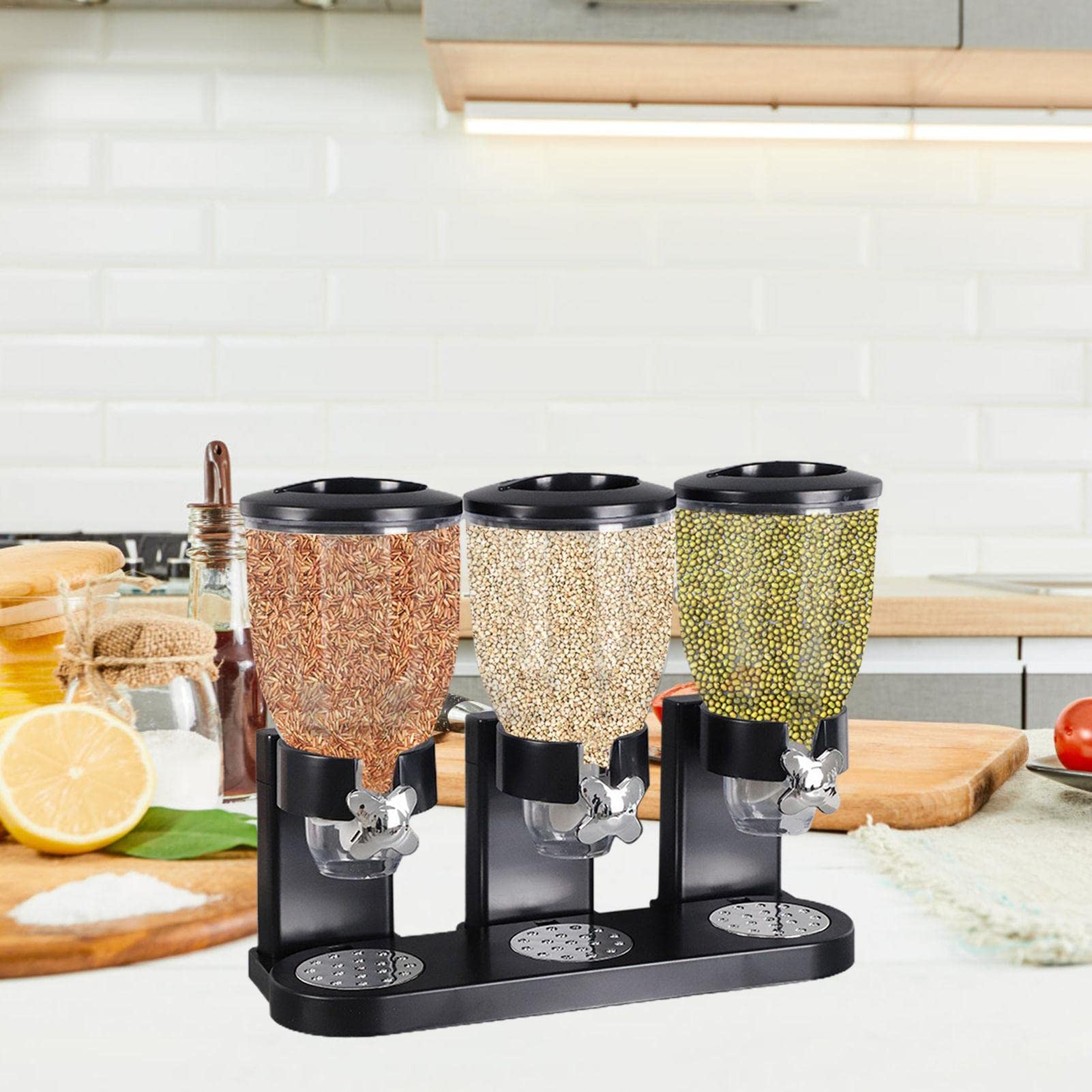 Müslispender Dreifach, Cornflakes & Süßigkeiten, 2L Cerealienspender, Küchenarbeitsplatten-Aufbewahrungsbehälter Für Süßigkeiten-Nuss-Körnchen-Müsli-Snack