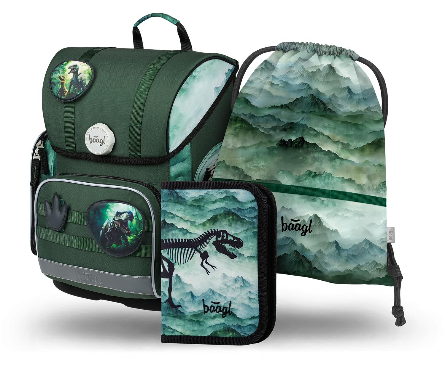Baagl Set di 3 zaini per la scuola Ergo per la prima classe, zaino ergonomico per la scuola elementare con cintura toracica