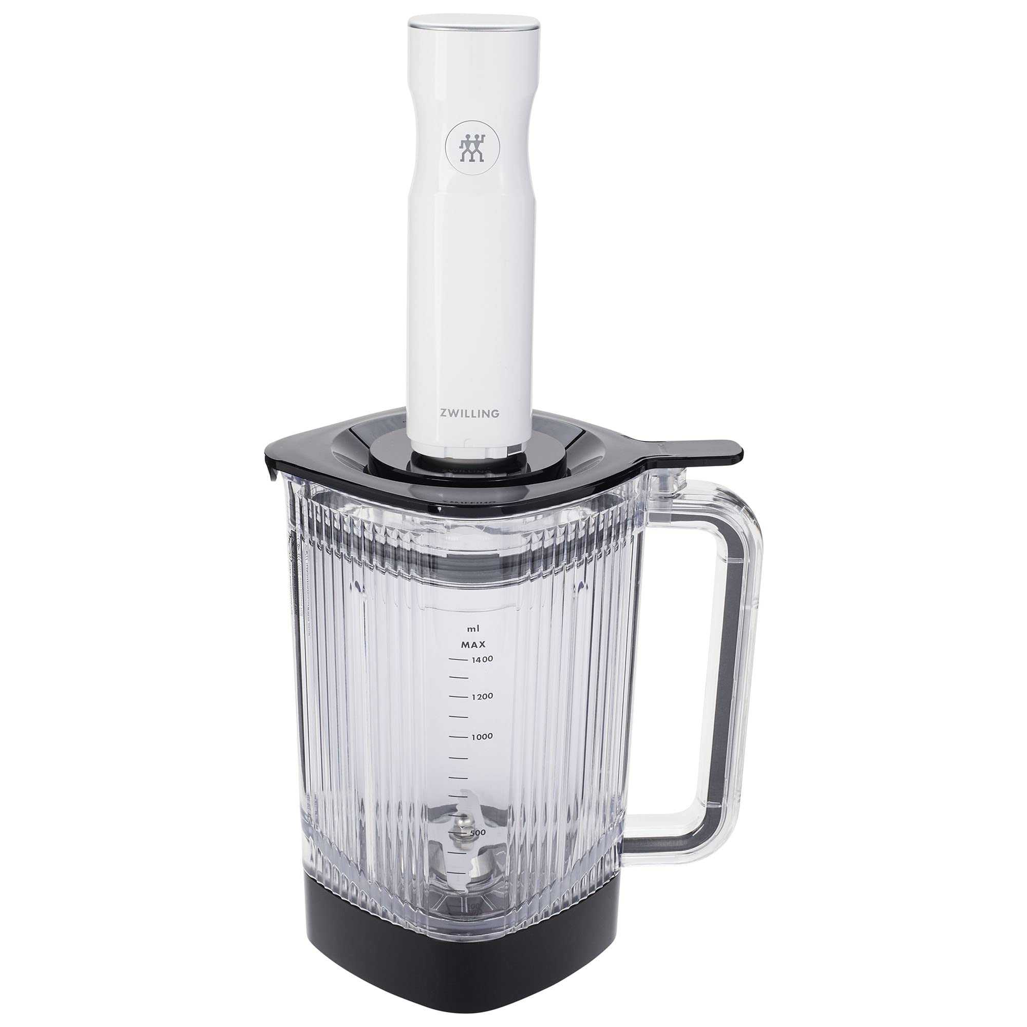 ZWILLING Enfinigy - Tarro de licuadora eléctrica de 48 onzas con cuchilla cruzada y tapa al vacío, color negro