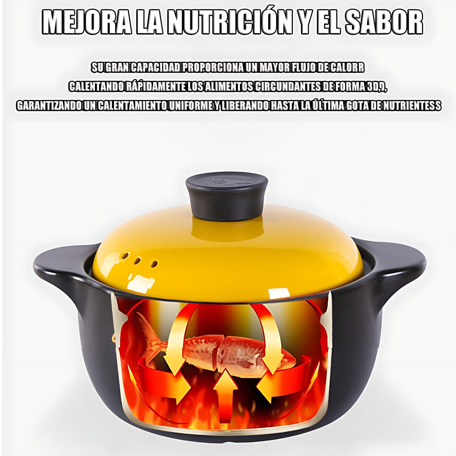 Grande casseruola in terracotta con coperchio, in ceramica naturale, antiaderente, per stufati, zuppe e porridge