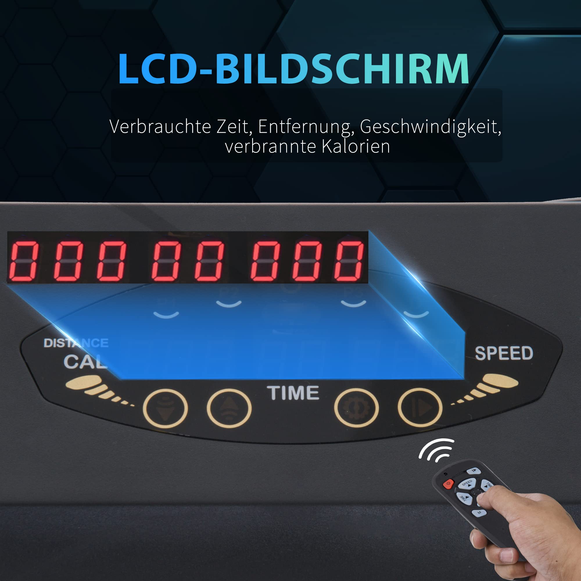 Bieżnia elektryczna HOMCOM z wyświetlaczem LCD, składana maszyna do ćwiczeń, 1–6 km/h, stal, czarny, 54 x 101 x 105 cm | Składane urządzenie fitness, 1-6 km/h, stalowy