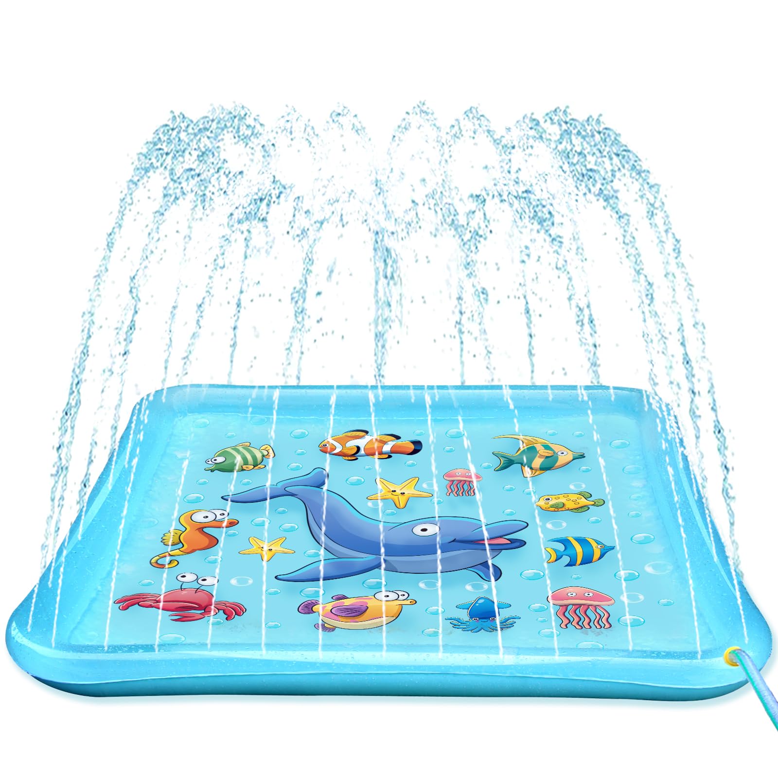 Growsland Splash Pad for Toddlers, Outdoor Sprinkler for Kids, 67" Summer Water Toys Inflatable Wading Baby Pool Fun Gifts for 3 4 5 6 7 8 9 Years Old Boy Girl Backyard Garden Lawn Outdoor Games