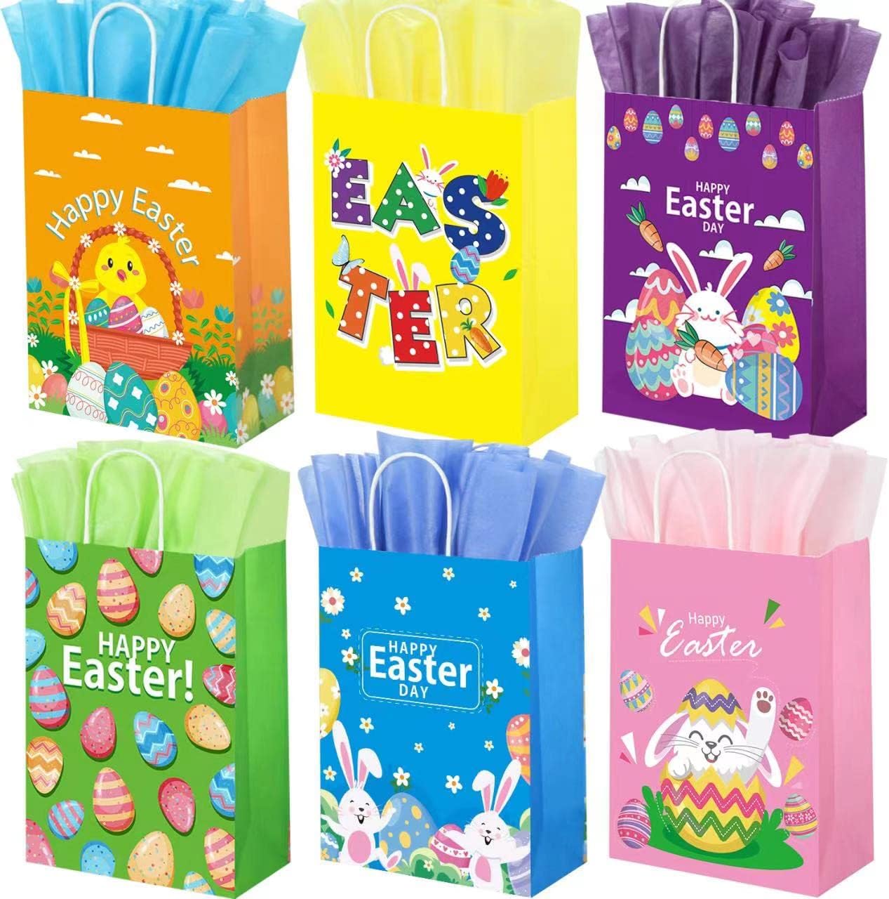 SPERPAND 24Pcs Easter Gift Bags with Handles 8.7“ Small