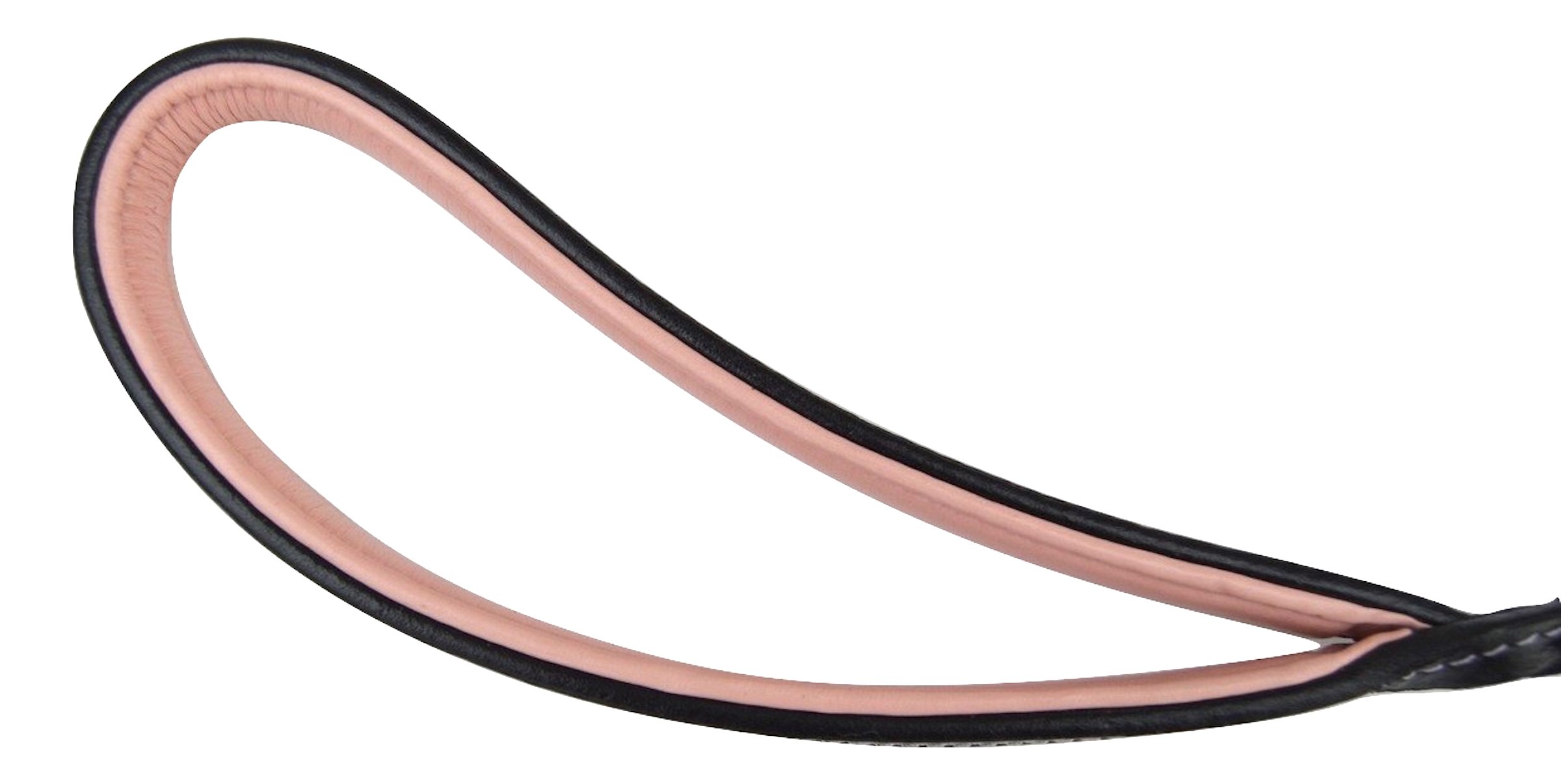 Leather Braided Dog Leash with Padded Handle, Black and Light Pink - 6 feet x 3/4 Inch, Great for Large Female Dogs