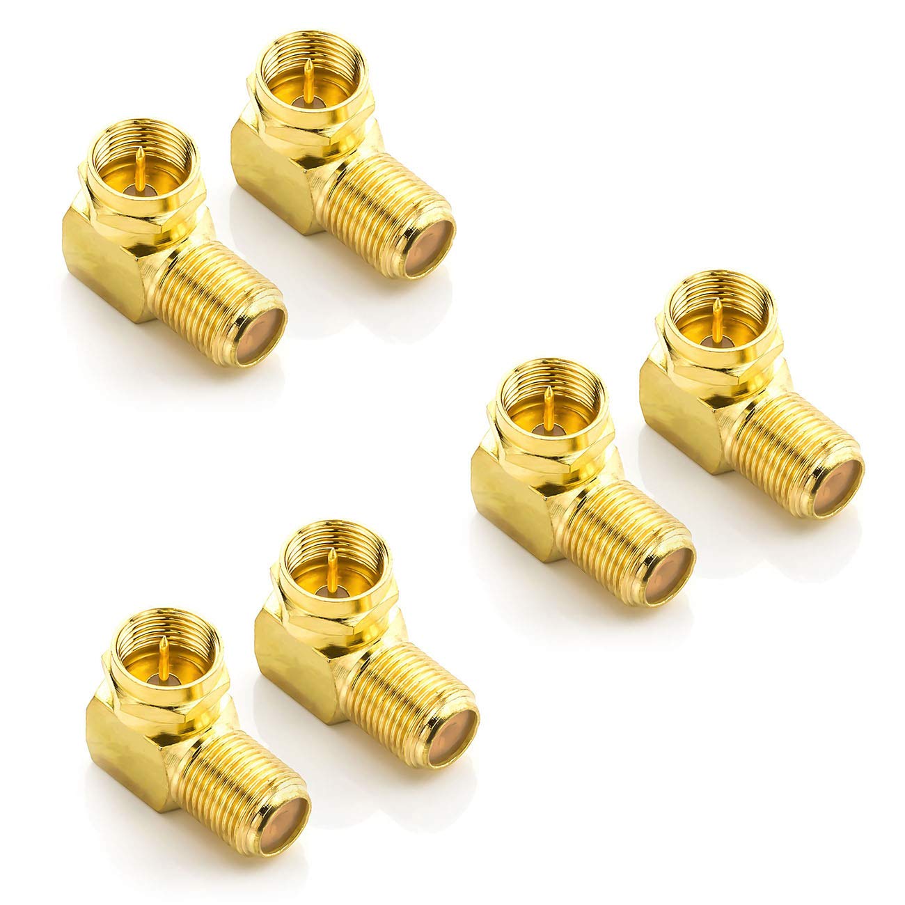 deleyCON 6x Adattatore Angolare Satellitare 90° Gradi per Cavo Coassiale F-Adattatore F-Presa Cavo Satellitare Accoppiamento F-Angolo Spina Adattatore Angolare - 6 Pezzi