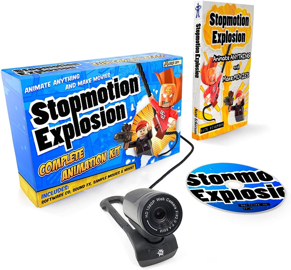Complete HD Stop Motion Animation Kit | Stop Motion Animation Software with Full HD 1080P Camera, Animation Software & Book (Windows & OS X)