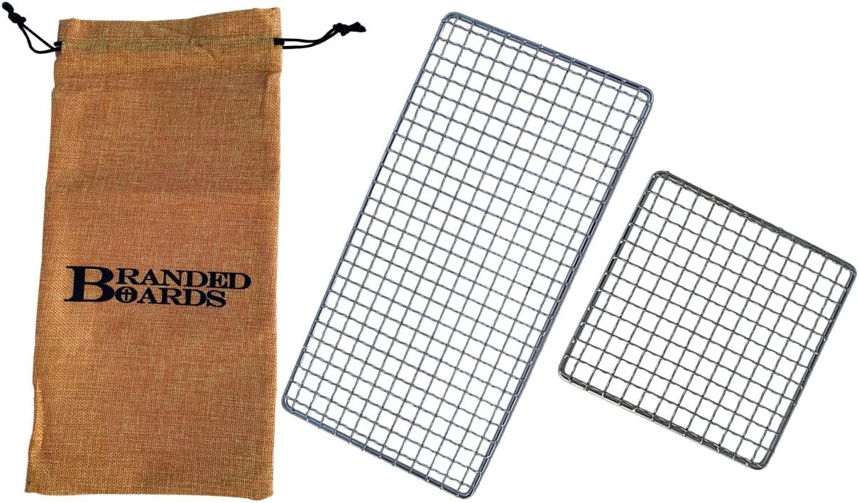 Portable Stainless BBQ Grill Kit with Bamboo Board & Fire Starter Portable Stainless BBQ Grill Kit with Bamboo Board & Fire Starter