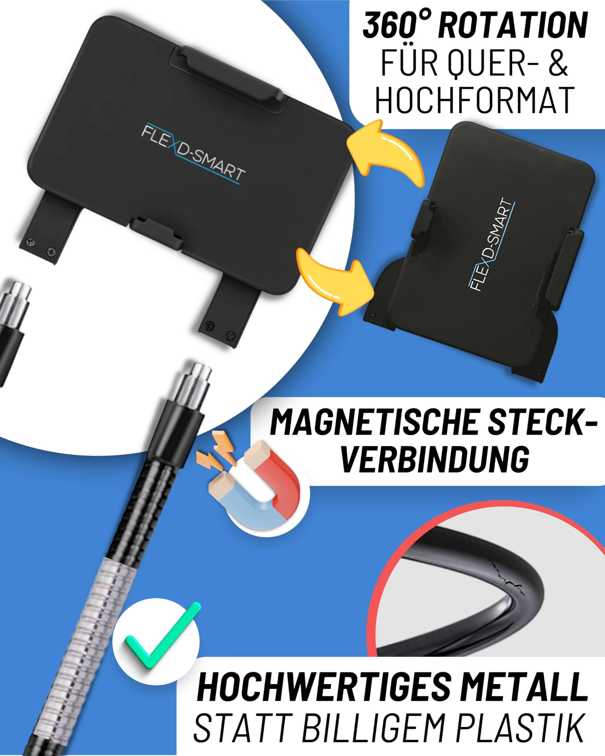 Smartphone Halterung - Handy Stativ flexibel - Schwanenhals Handyhalterung Bett - Handy Halterung Tisch, Handyhalterung Nacken mit Polster- Handyhalterung iPhone - Universal