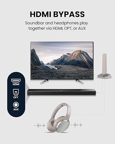 Miniatura 5 de Avantree Crescendo 3D - Auriculares inalámbricos para TV con modo de cine envolvente 3D, paso HDMI ARC, diseño de larga duración con piezas