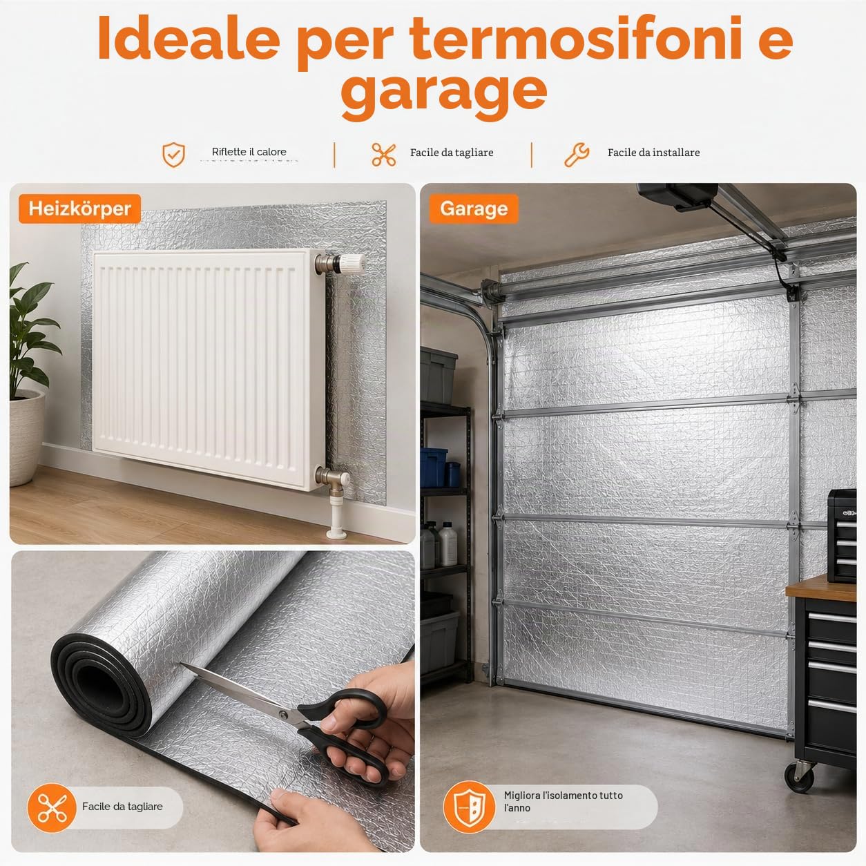 Pannello Isolante Autoadesivo in Alluminio e Gomma, 7 mm, per Loft, Pavimento, Parete, 32 cm x 10 m