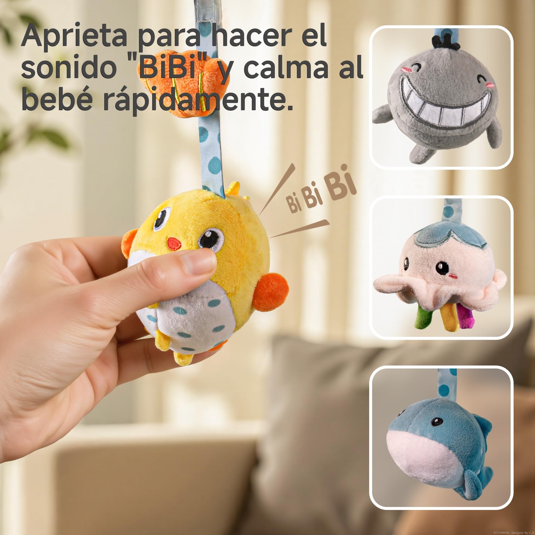 TUMAMA Juguetes Carro Bebes 0 2 3 4 5 6 9 Meses sí Espejo y Sonido, Sonajero Juguete para De Bebe, Peluche Cangrejo Colgante Juegos Recien Nacido Niños Niñas Cuna Coche Carrito Cochecitos Regalos
