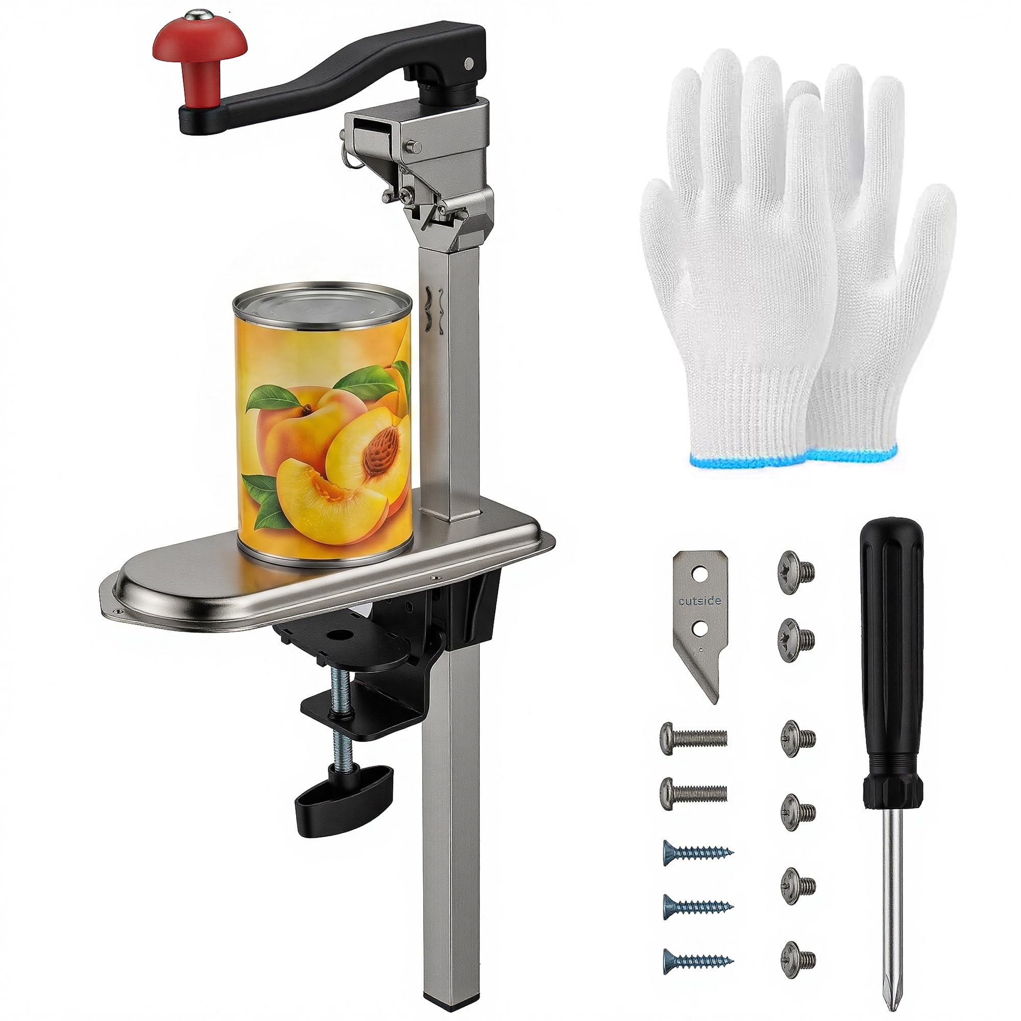 lesolar Bench Can Opener,Commercial Heavy Duty Tin Opener,Stainless Steel Bench Can Opener for Cans,Commercial Kitchen,Restaurant,Hotel,Food Factory