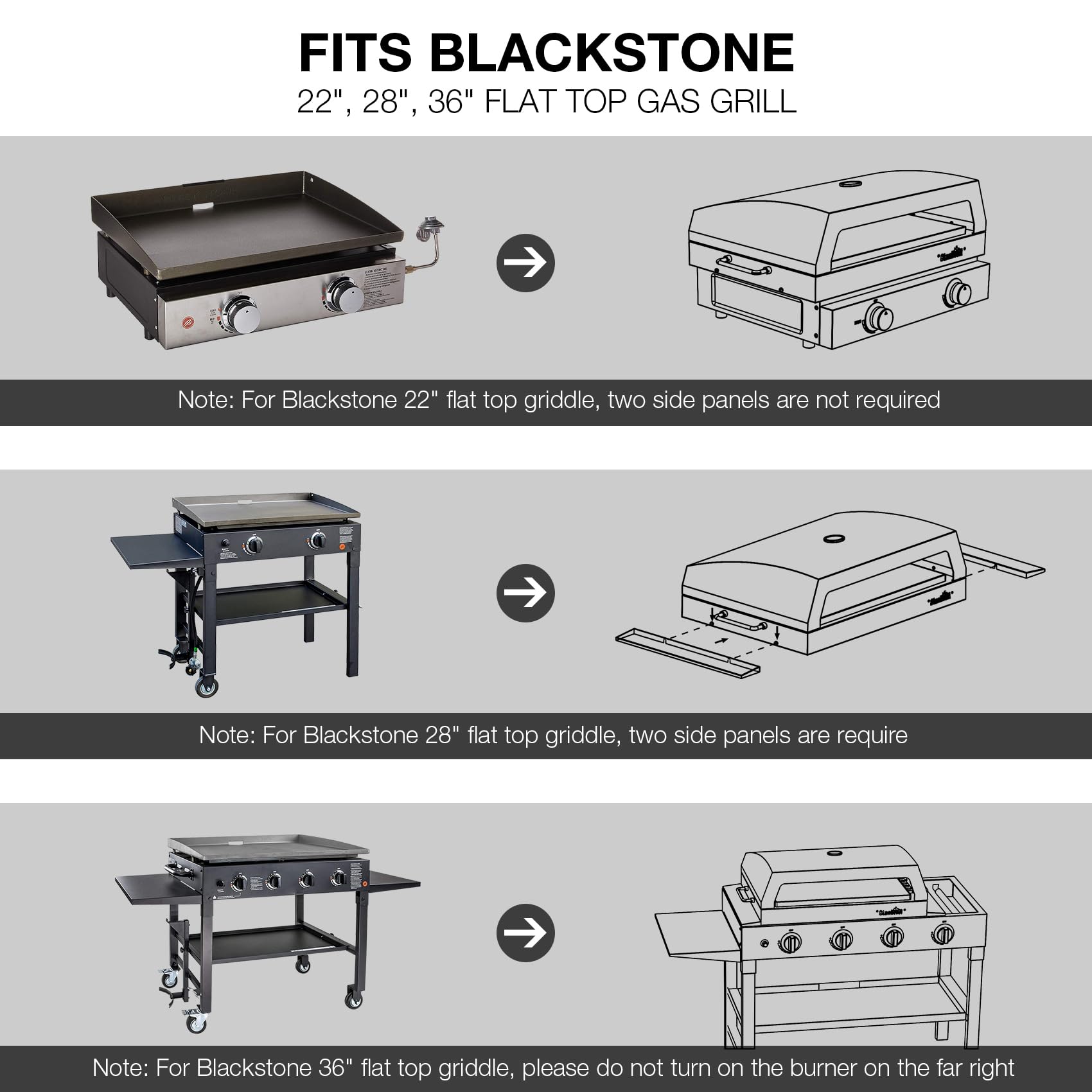 Stanbroil Forno per pizza da esterno per Blackstone 22" 28" 36" piatto top grill a gas, con pietra per pizza da 48,3 x 38,1 cm