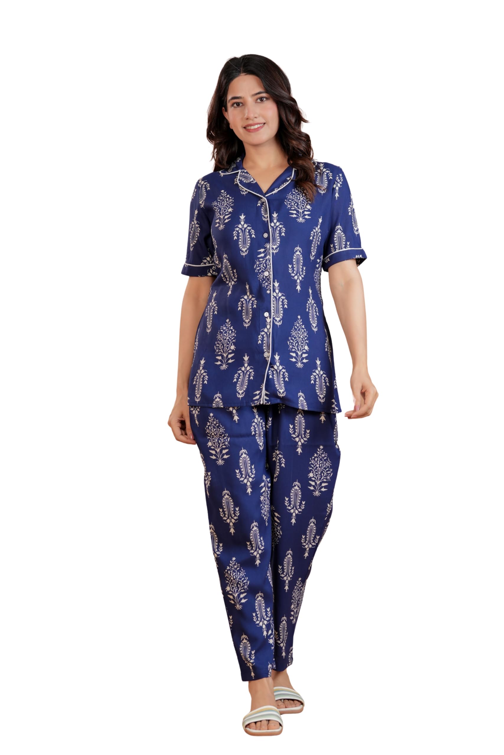 Women's Printed Night Suit with Shirt & Pajamas-picture-12