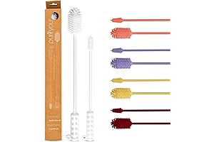 Extra Long Flexible Kitchen Bottle Cleaner Brush with Replaceable Sponge Heads