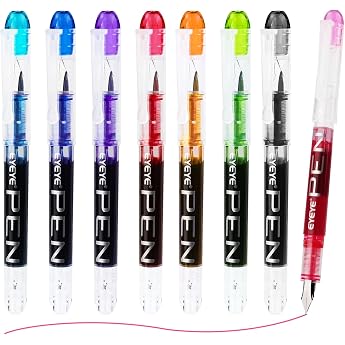 EYEYE Fountain Pen for Writing 8 Pack Wide Nib Aesthetic Durable Custom Quick Dry Smooth Writing for School Calligraphy Journaling Drawing