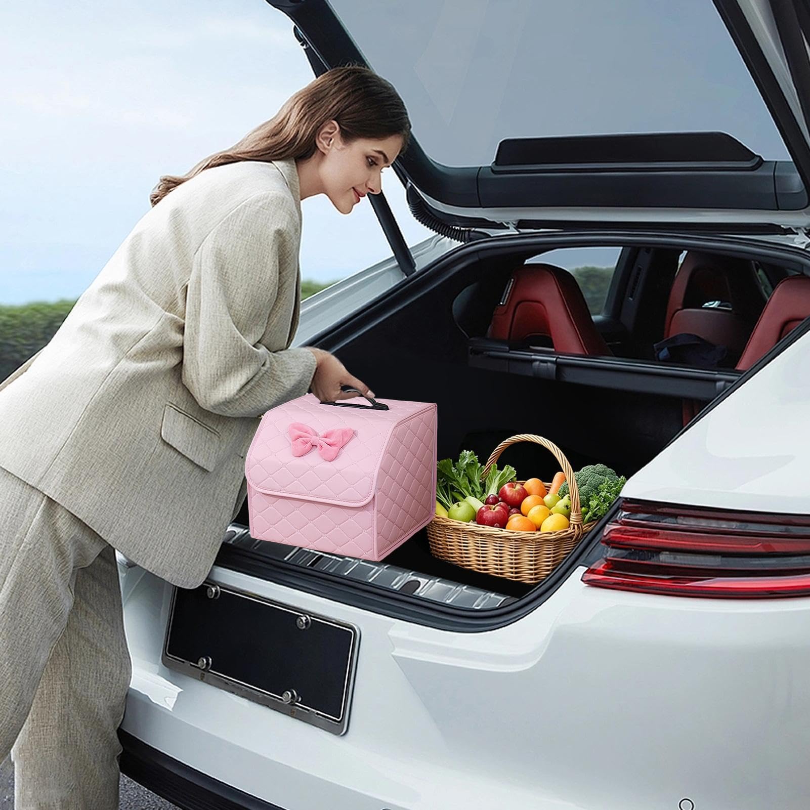 Organizzatore per bagagliaio con coperchio A Scomparti Multiuso Pieghevole | Scatola Portaoggetti Auto Per Veicolo, Camper, Berlina, Pick-Up, Sotto Sedile, Casa, Scrivania, Camera Da