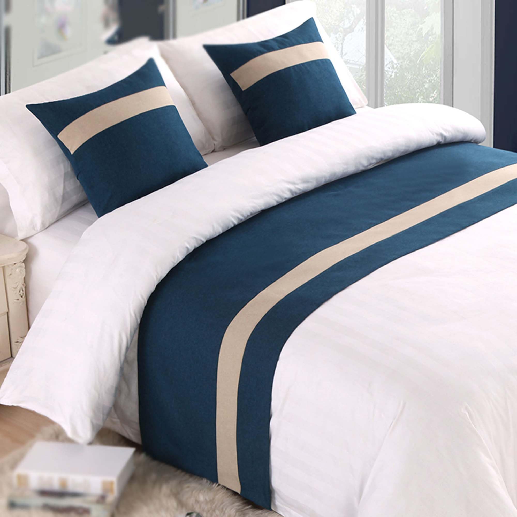 CLMETHE Geometric Abstract Bed Scarve Runner King Size Fashion Soft Durable No Fading Bedspread Hotel Home Guesthouse Bedding Decor,A-50 * 180CM(1.2m bed)