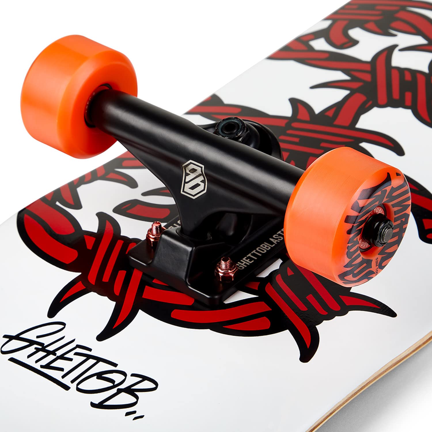 GHETTOBLASTER Skateboard 80x20 cm - Skateboard Bambino - Skateboard Adulto - Skateboard Da Trick già assemblato - Tavola in Acero 7 Strati - Cuscinetti Abec 9 - Ruote Skateboard 53mm