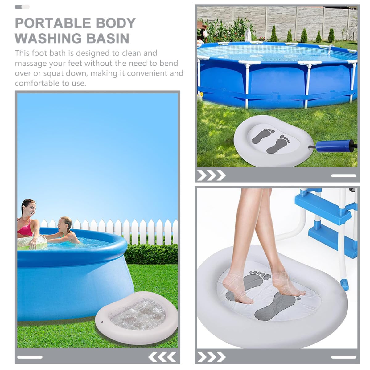 SOLUSTRE Pediluvio Gonfiabile per Piscina e Spa in Pvc Superficie Antiscivolo e Tappetino Massaggiante per Piedi Facile da Montare Colore Casuale