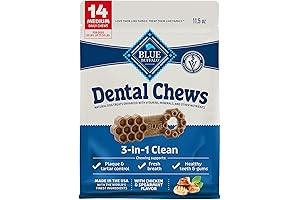 Medium Daily Dental Care Dog Treats - EarthBones Dental Chews for Dogs,...