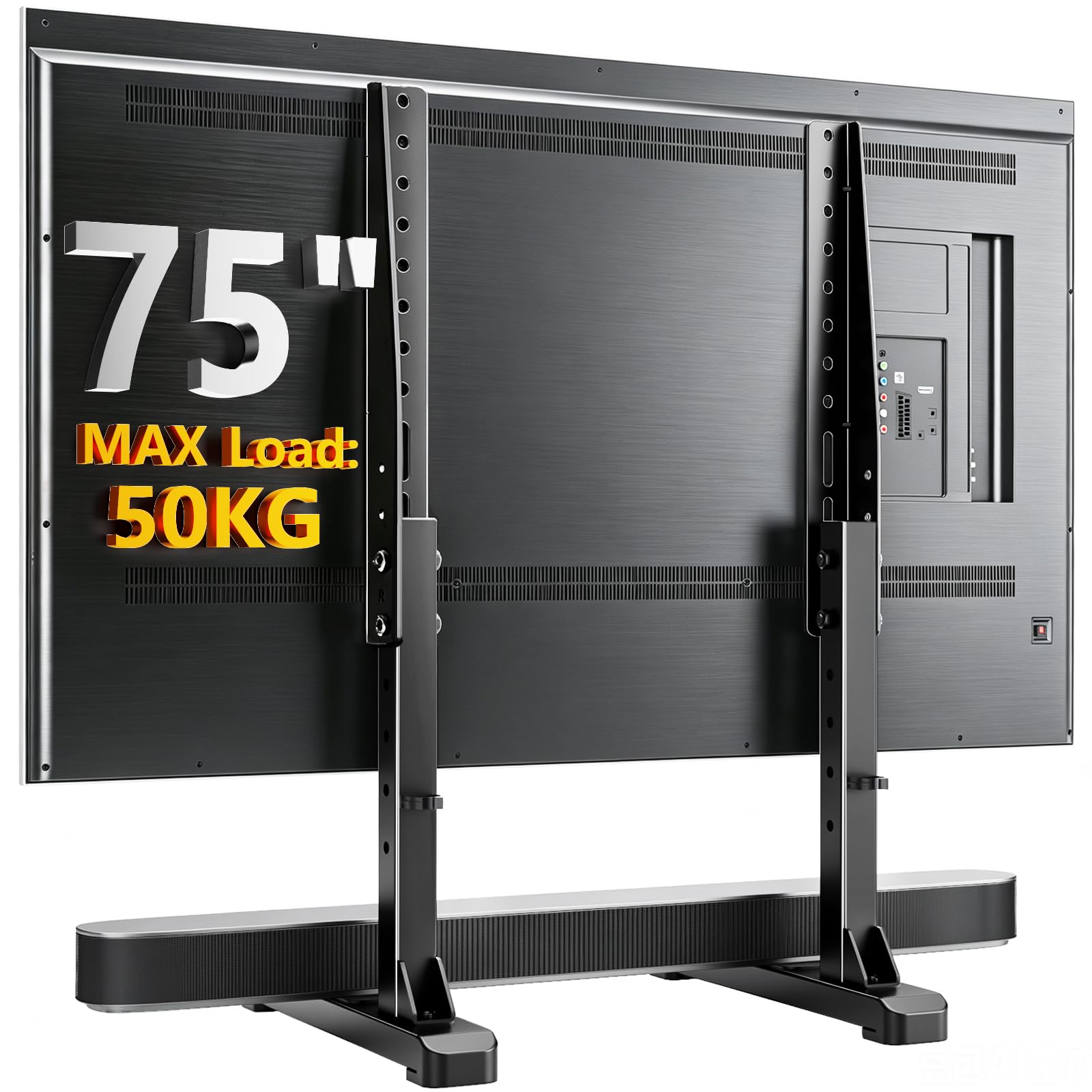 Hemudu Supporto Piedistallo TV per Televisori da 22-75 pollici LED OLED TV | Supporto TV da Tavolo Altezza Regolabile fino a 50kg, MAX VESA 400x400mm, HT12B-001E