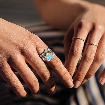 Amazon.co.jp: オパールシルバーリング - 葉のデザインの女性の