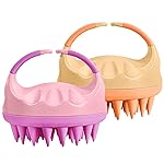 HEETA Scalp Massager with Soft Silicone Bristles for Hair Growth, Dandruff Removal, and Relaxation - Shampoo Brush for Wet or Dry Hair (Coral Pink & Orange)