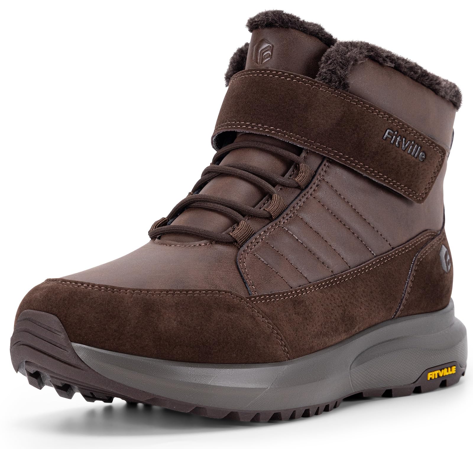FitVille Winterstiefel Herren Extra Weit Winterschuhe mit Klettverschluss Rutschfeste Kurzschaft Stiefel Bequeme Winter Boots