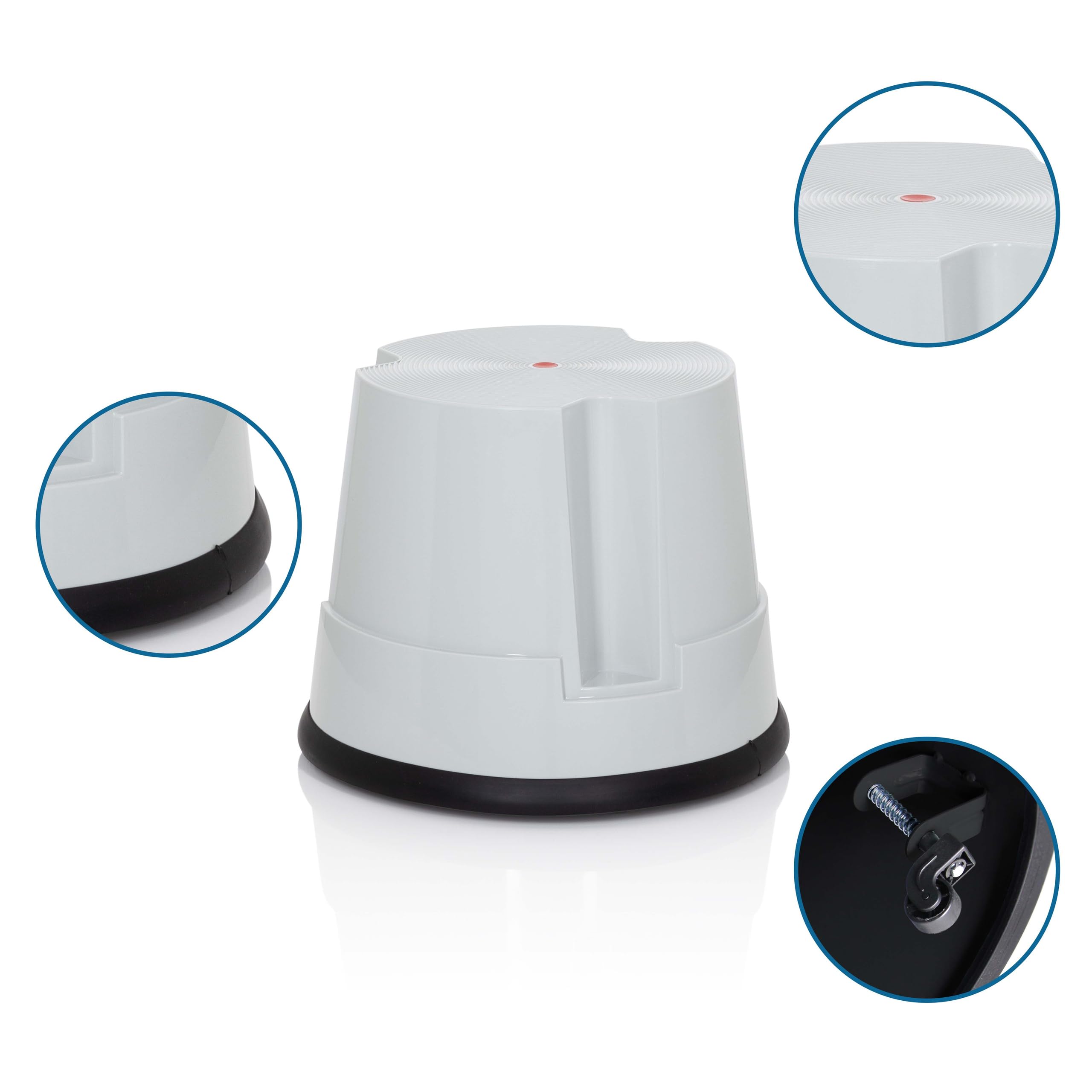 hjh OFFICE 830005 Taburete con Ruedas TIO-S Gris, Altura 32 cm, soporta hasta 150 kg, Taburete rodante, Plástico