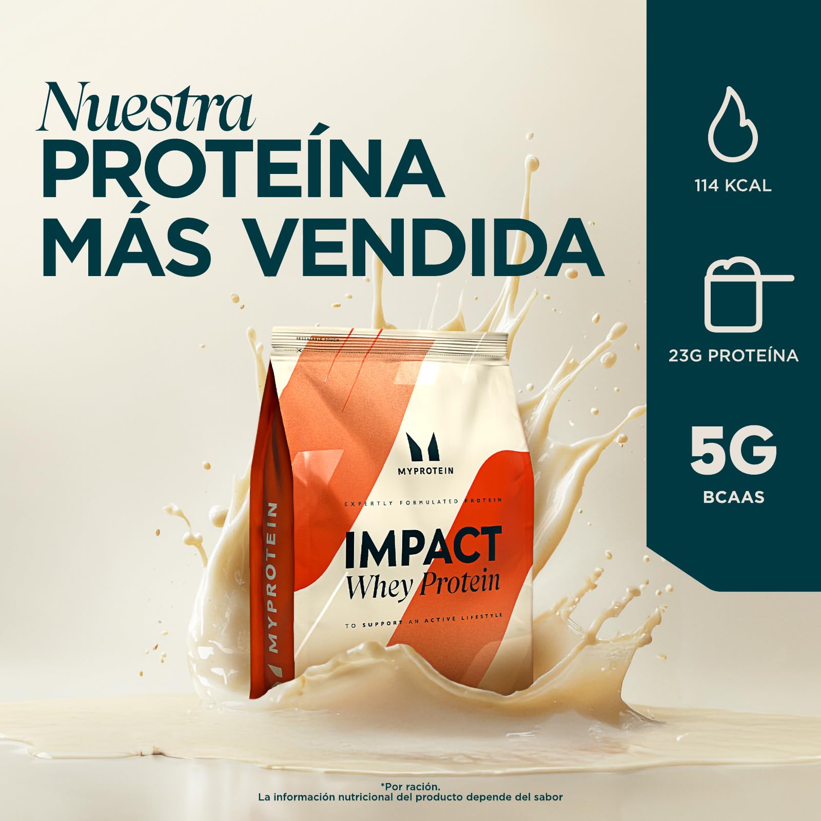 Myprotein Impact Proteína de suero en polvo | 23 gramos de proteína por porción | Sin Sabor 1 Kilogramo | Bajo en azúcar, bajo en grasas | Crecimiento y la recuperación muscular