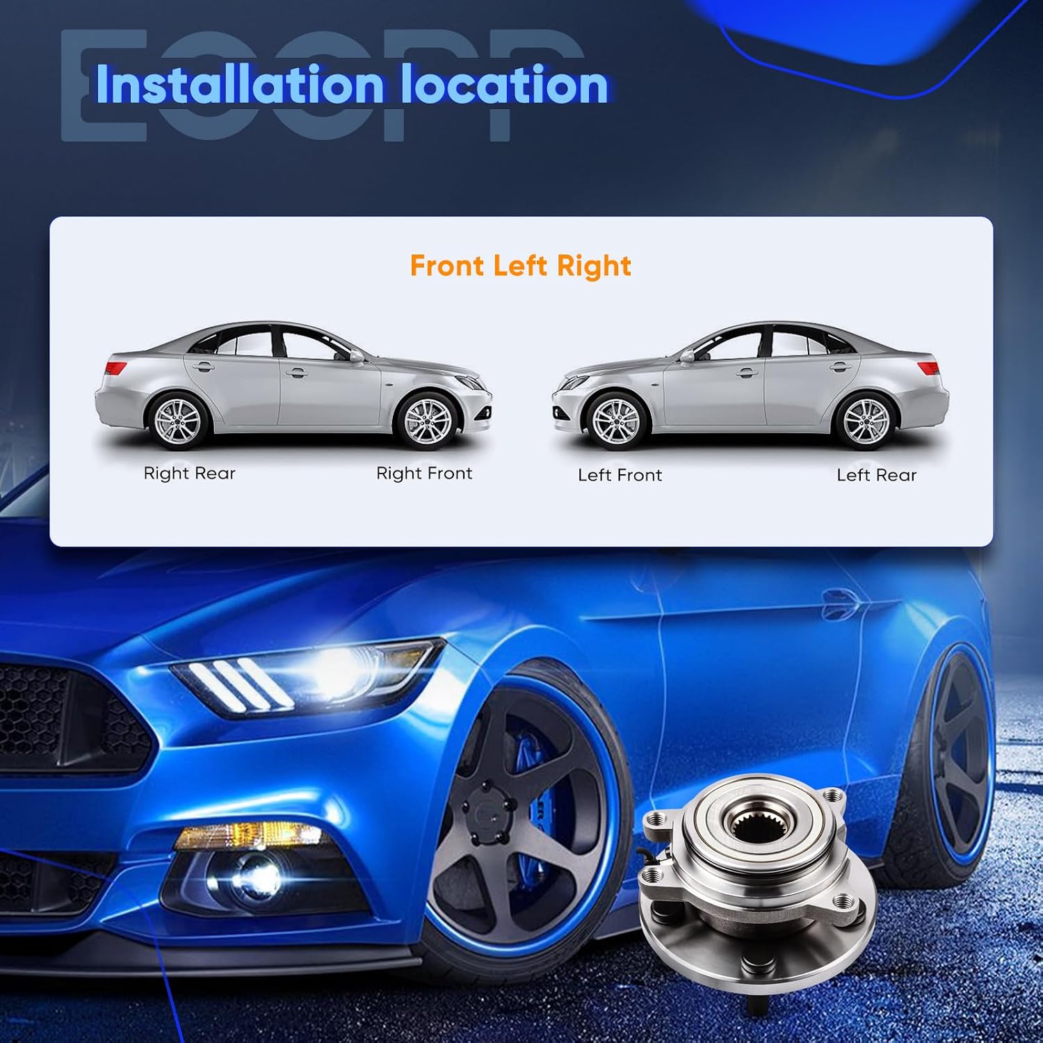 ECCPP Wheel Hub and Bearing Assembly Left Right Front TAY100060 fit 2000-04 for Land Rover Discovery,999 for Land Rover Discovery 5 Lugs Wheel Bearing Hubs ABS with tegral Sensor 2pcs