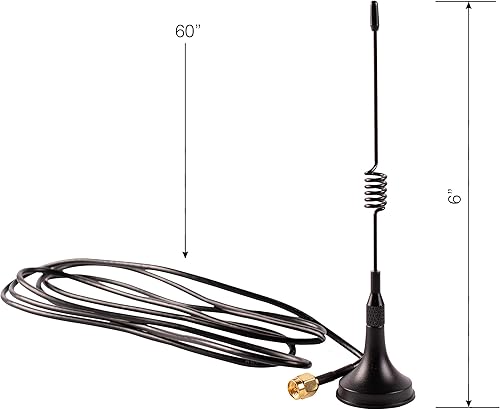 Miniatura 3 de Electrodepot Omni de ganancia de unidad de 433 MHz, antena de 6 pulgadas con base magnética y kit de antena de conector SMA macho - Impedancia 50