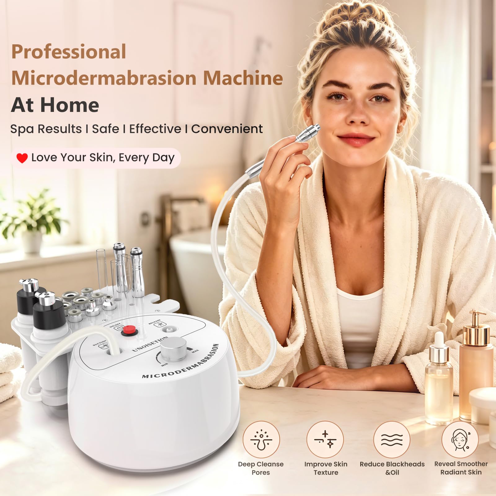 UNOISETION Diamond Microdermabrasion Machine Professional, 3 in 1 Dermabrasion Facial Peeling Skin Care Device for Salon Personal Home Use