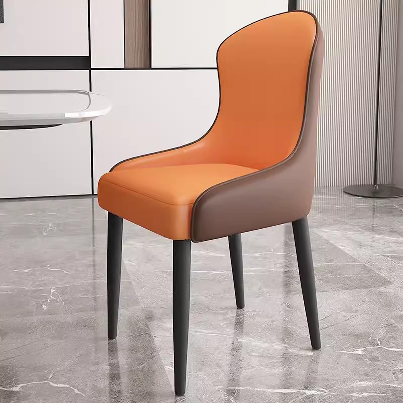 Lot de 2 chaises de salle à manger modernes en cuir synthétique avec cadre en métal noir pour cuisine, salle à manger, salon et restaurant