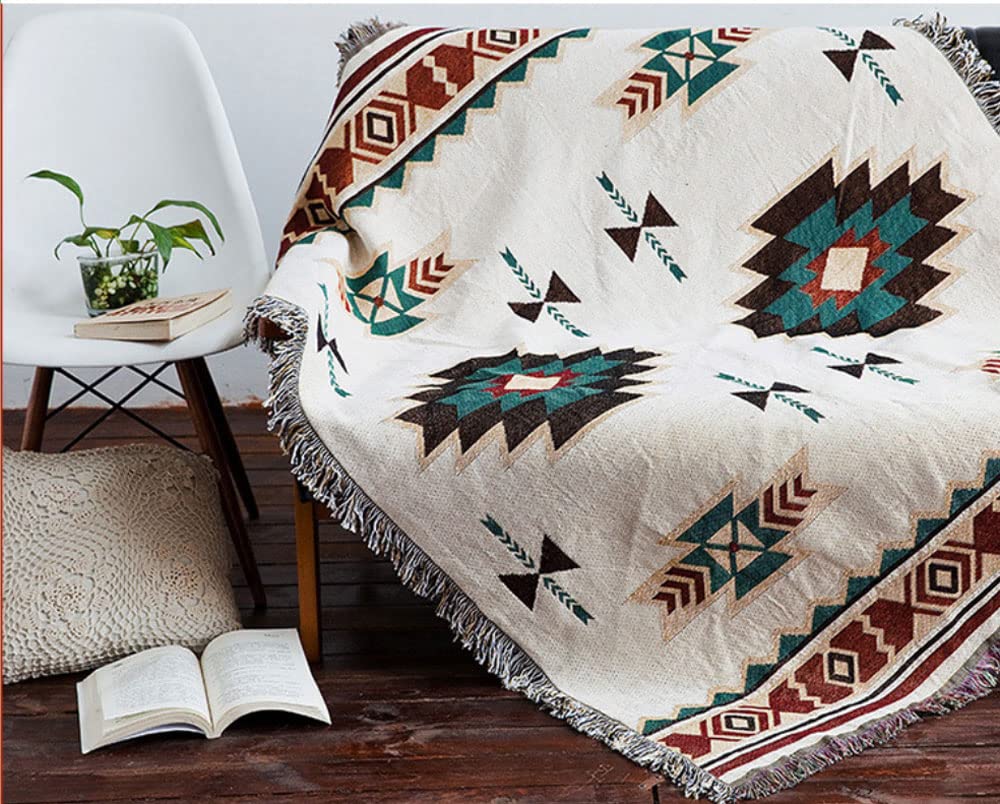 Coperta per divano etnico, Coperta Navajo，Adatto per divano/esterno/campeggio(Size:150x210cm/ 59x82.6in)