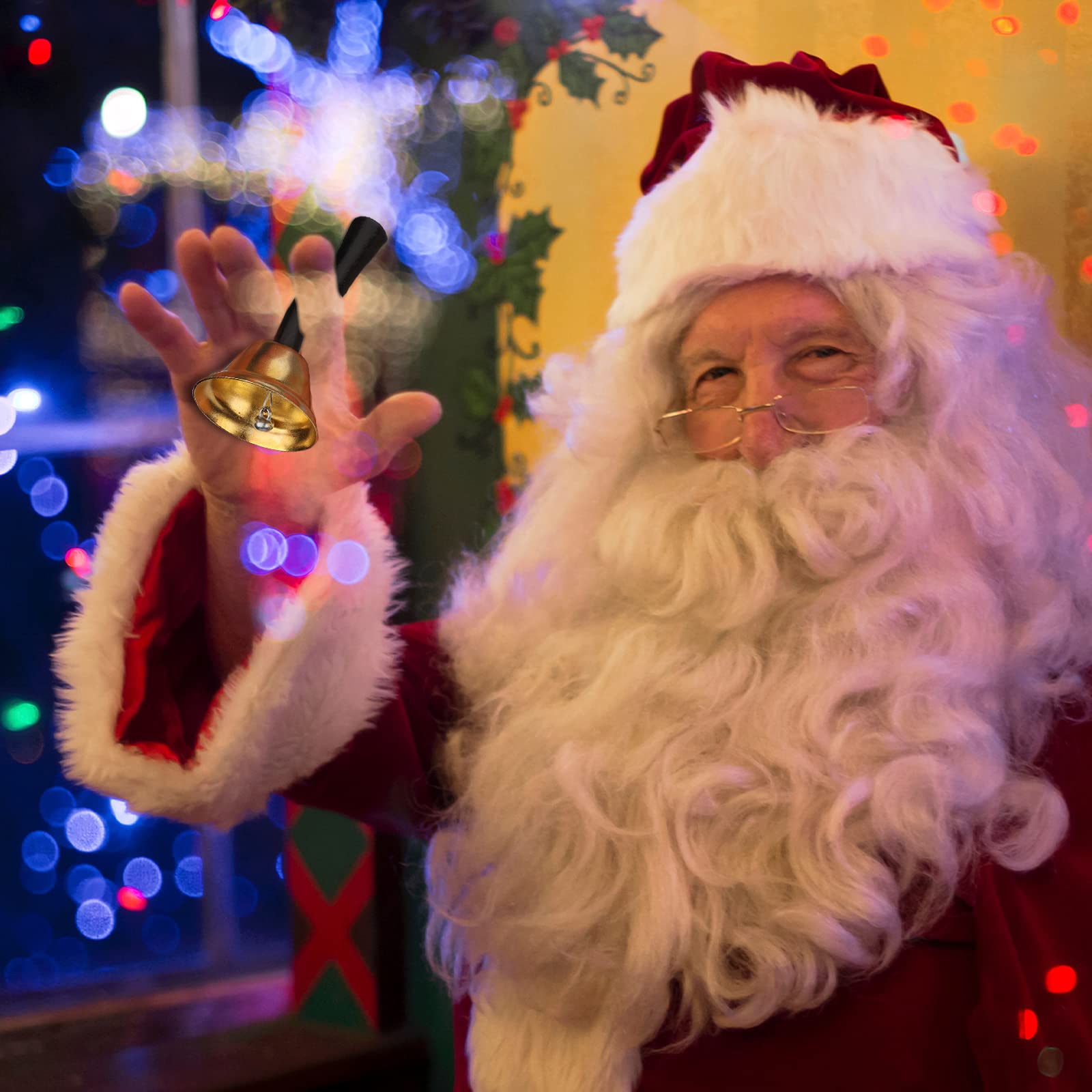 2 Campanelli A Mano Di Natale 7.5x12.4cm - Con Manico In Legno Per Eventi E Decorazioni - Foto 9