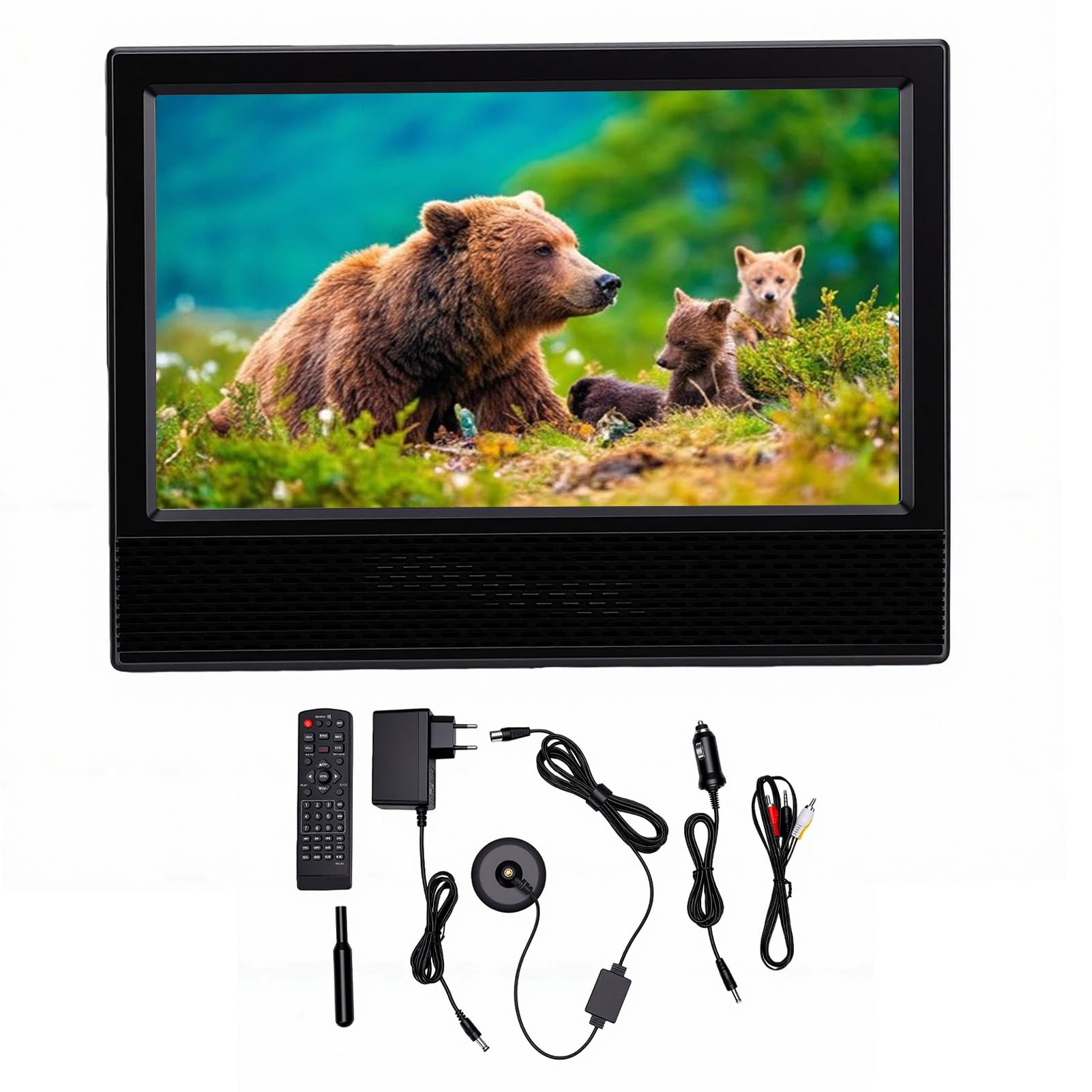 Sxhlseller TV Portátil, Monitor de TV Digital LED TFT de 14 Pulgadas con Sintonizador ATSC T2, Batería Recargable Incorporada y Altavoz de 20 W, para Camping, Viajes, Caravana, Uso Al Aire