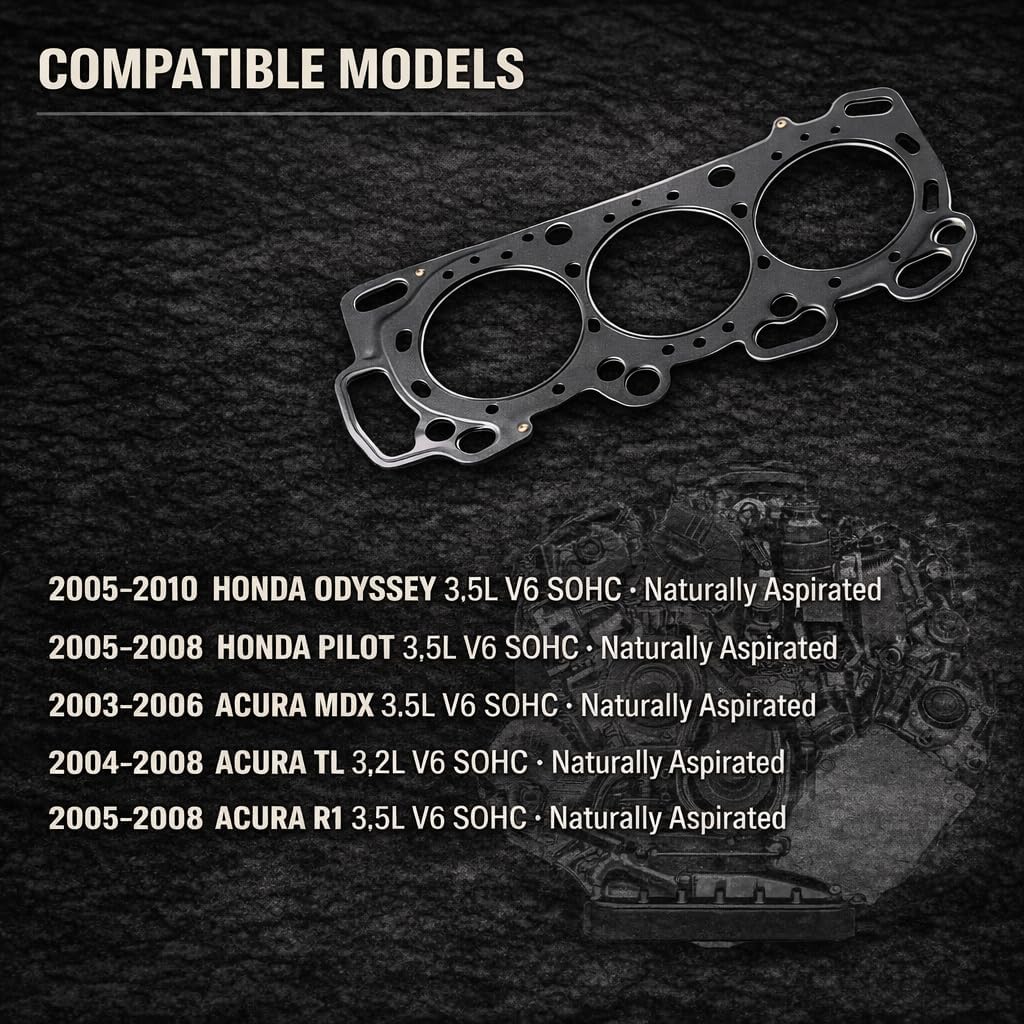 HS26265PT Engine Cylinder Head Gasket Fit for 2005-2010 Honda Odyssey 2005-2008 Honda Pilot 2003-2006 Acura Mdx 2005-2008 Tl 3.5L 2004-2008 Acura Rl 3.2L V6 12251-PVJ-A01 J35A5 J32A3