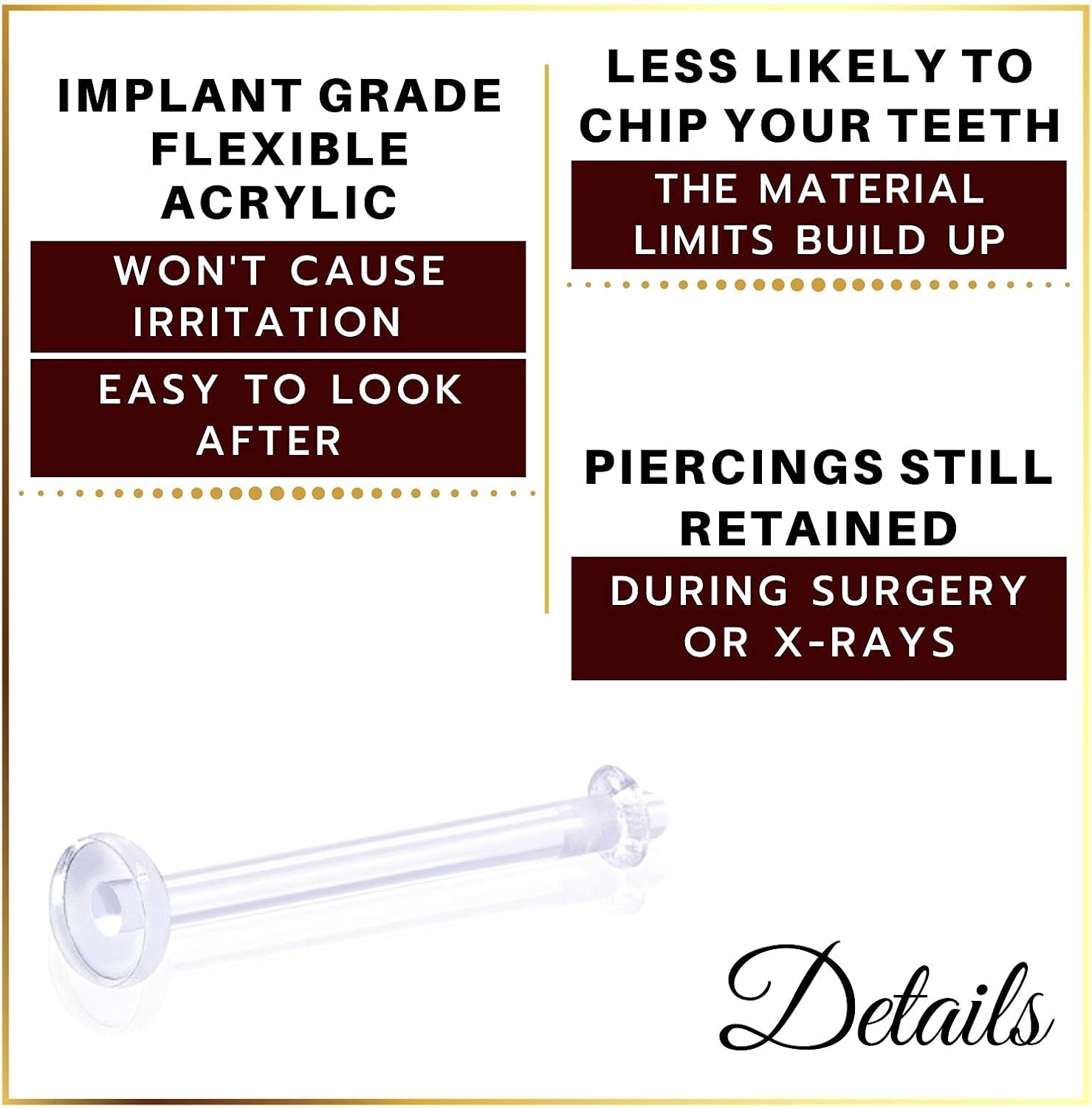 4Pcs Retainer Flexible Acrylic Clear 14 gauge 5/8 16mm Barbell Tongue Rings Piercing Jewelry Nipple Silicon O-ring M3228