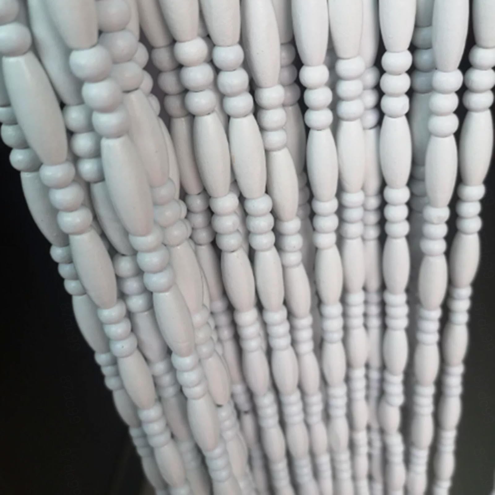 EGwvdgmb Bamboo Beaded Door Curtain, Wood Beaded Curtains Hanging String Divider Fly Screen White Multiple Sizes