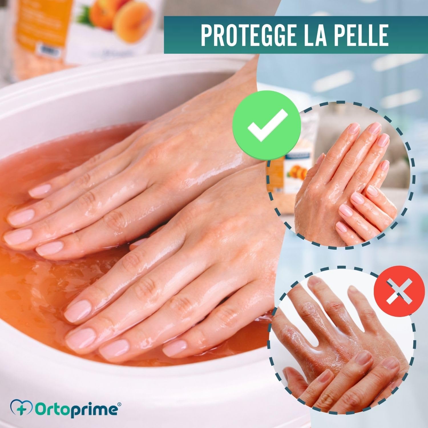 PARAFFINA per Mani e Piedi RIABILITAZIONE 1000ml - Massaggio alla Paraffina Aroma Essenze di Pesca - Bagno di Paraffina PROFESSIONALE - Termoterapia Dolori Muscolari