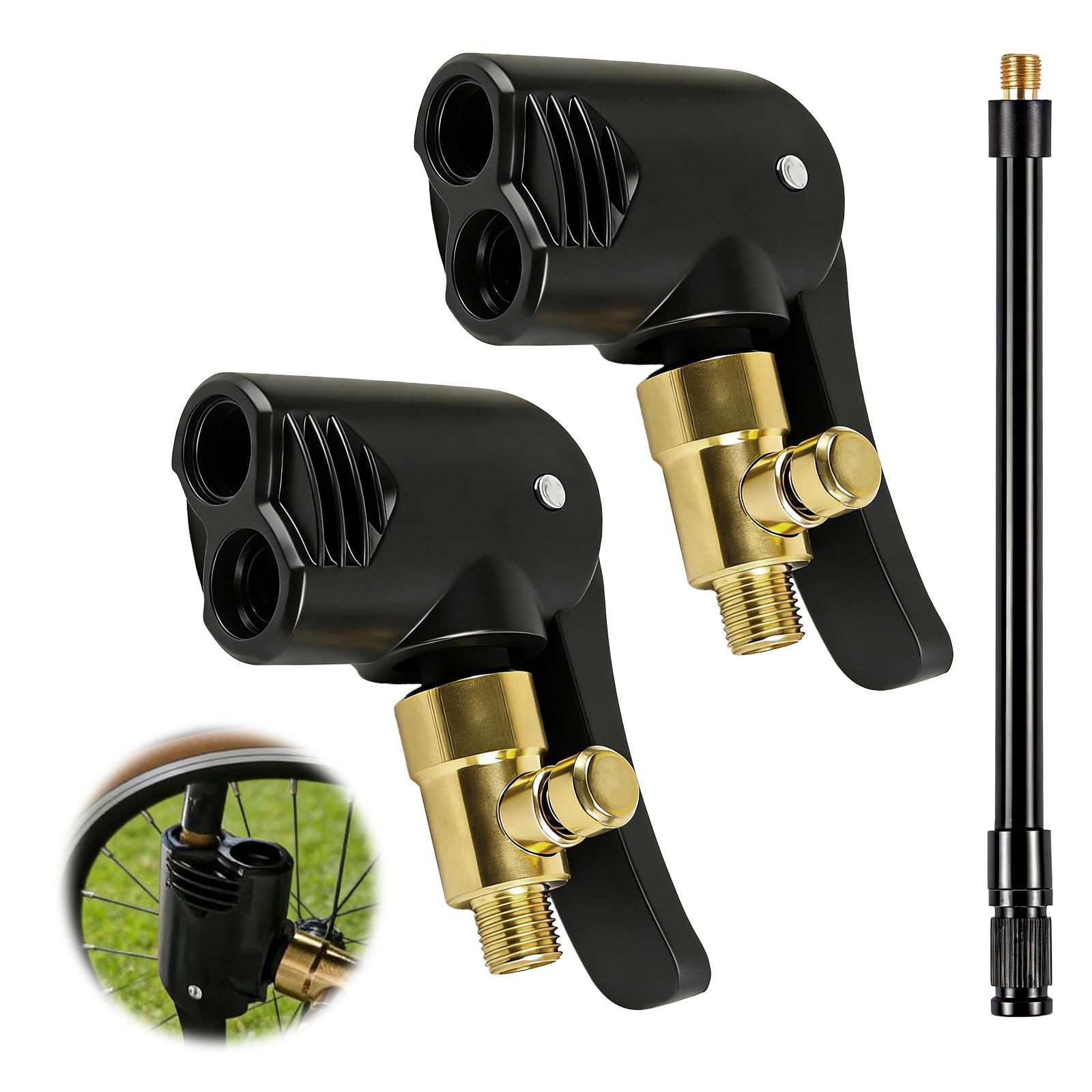 Adapter zaworu Presta z mosiądzu, końcówka do pompowania opon MTB/szosowych, kompatybilny z pompą powietrza/kompresorem do roweru, samochodu, motocykla, balonu, materaca, 2 sztuki