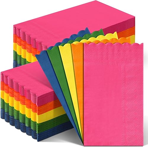 Cholemy 200 servilletas festoneadas para invitados, color pastel, servilletas de cóctel, toallas de mano desechables para baño, invitados, toallas