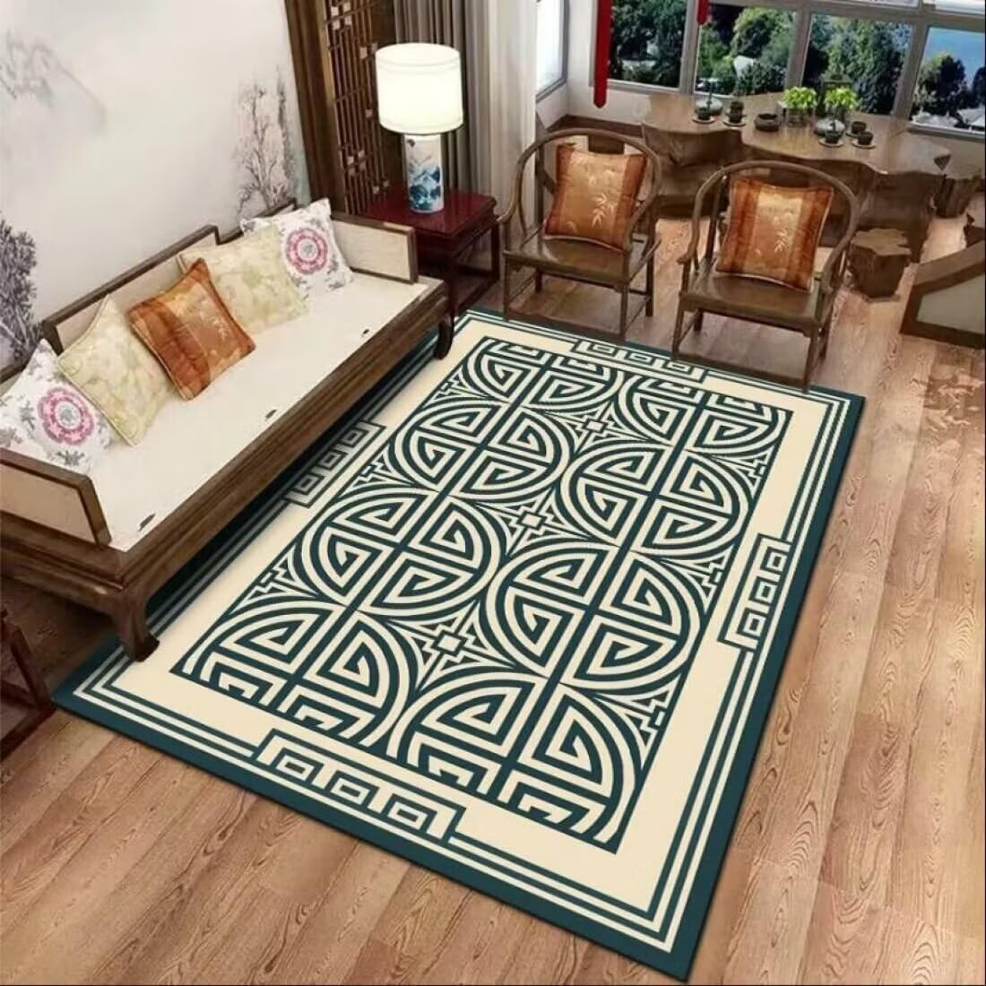 Tapis de salon antidérapant et résistant à l'usure style géométrique 70X200