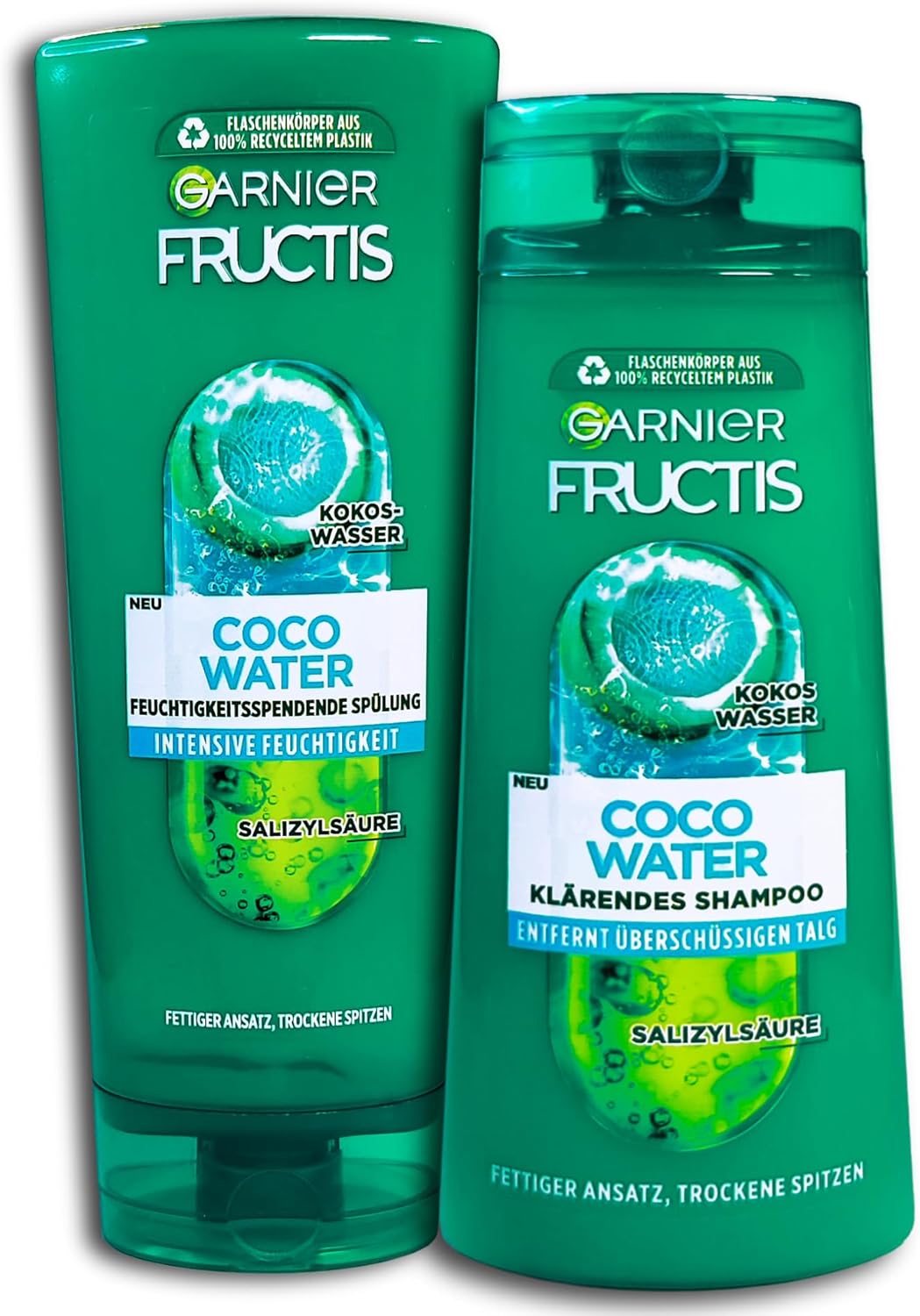 TopDeal Fructis Shampoo & Conditioner Set: kokosgeur, vettige hoofdhuid, vochtafvoerend, 250 ml shampoo + 200 ml conditioner