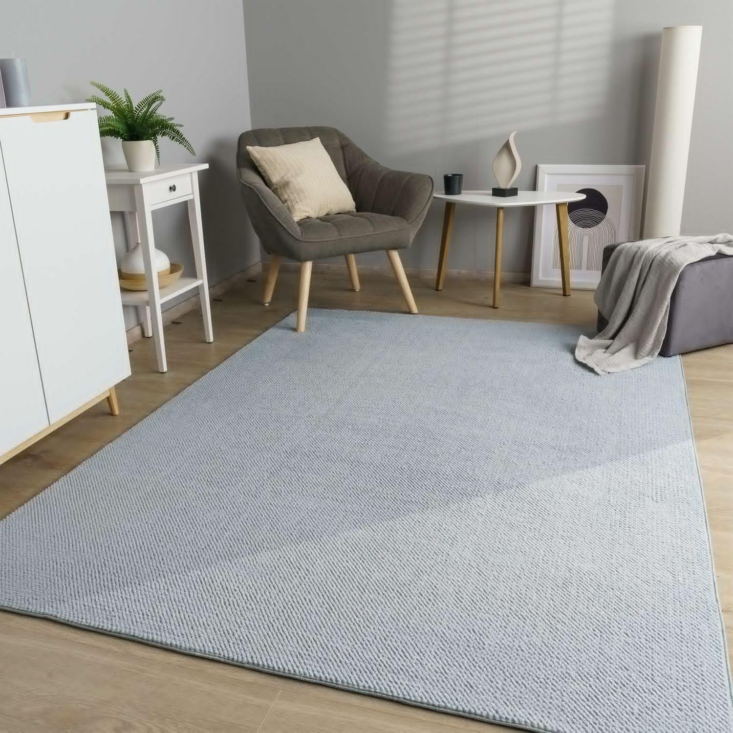 TT Home Alfombra Habitación Salon Dormitoro Pelo Corto Etnica Estilo Nordico Monocromo, Color:Gris, Tamaño:60x100 cm