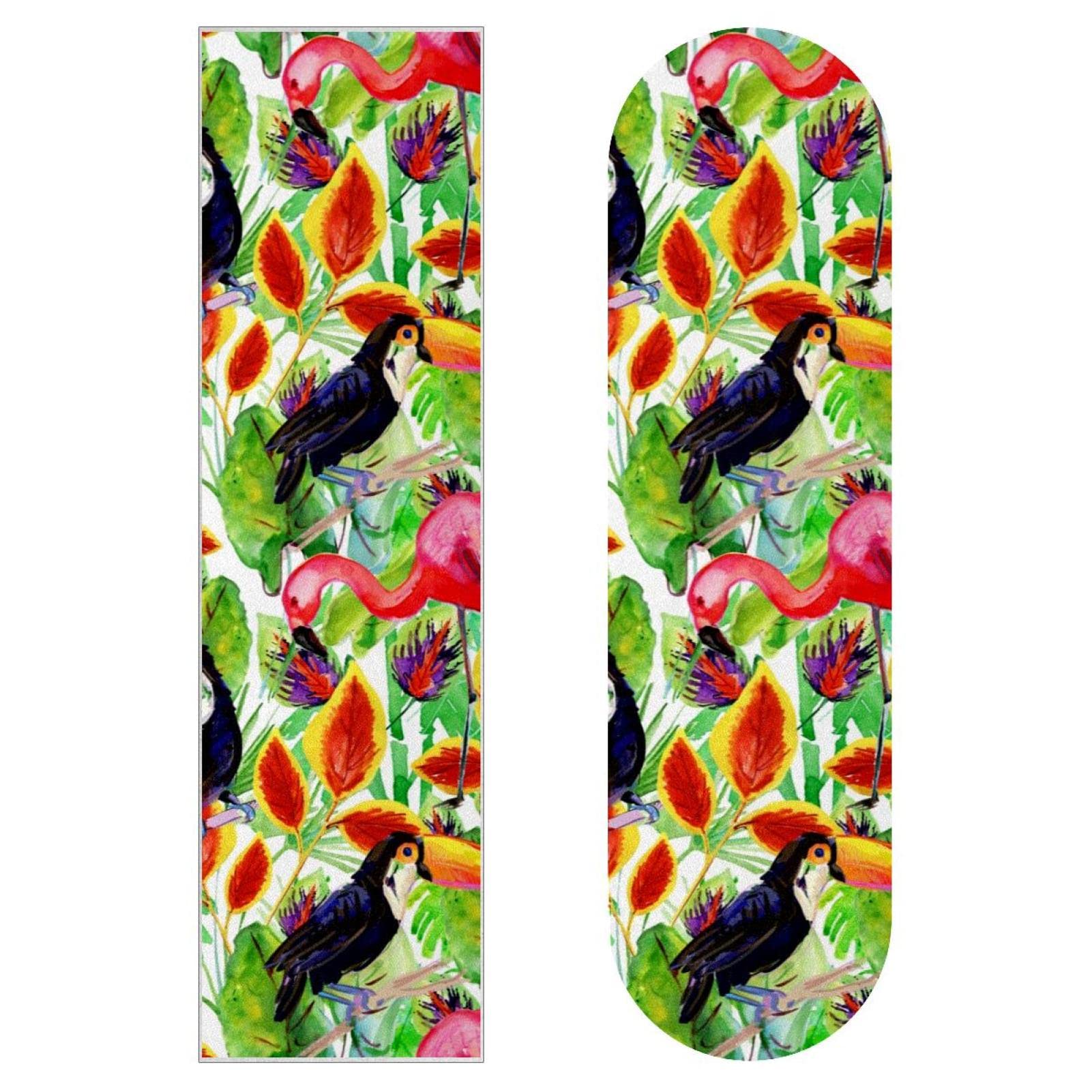 Toucan and Plant Lot de 2 feuilles de papier abrasif pour planche de skateboard et longboard