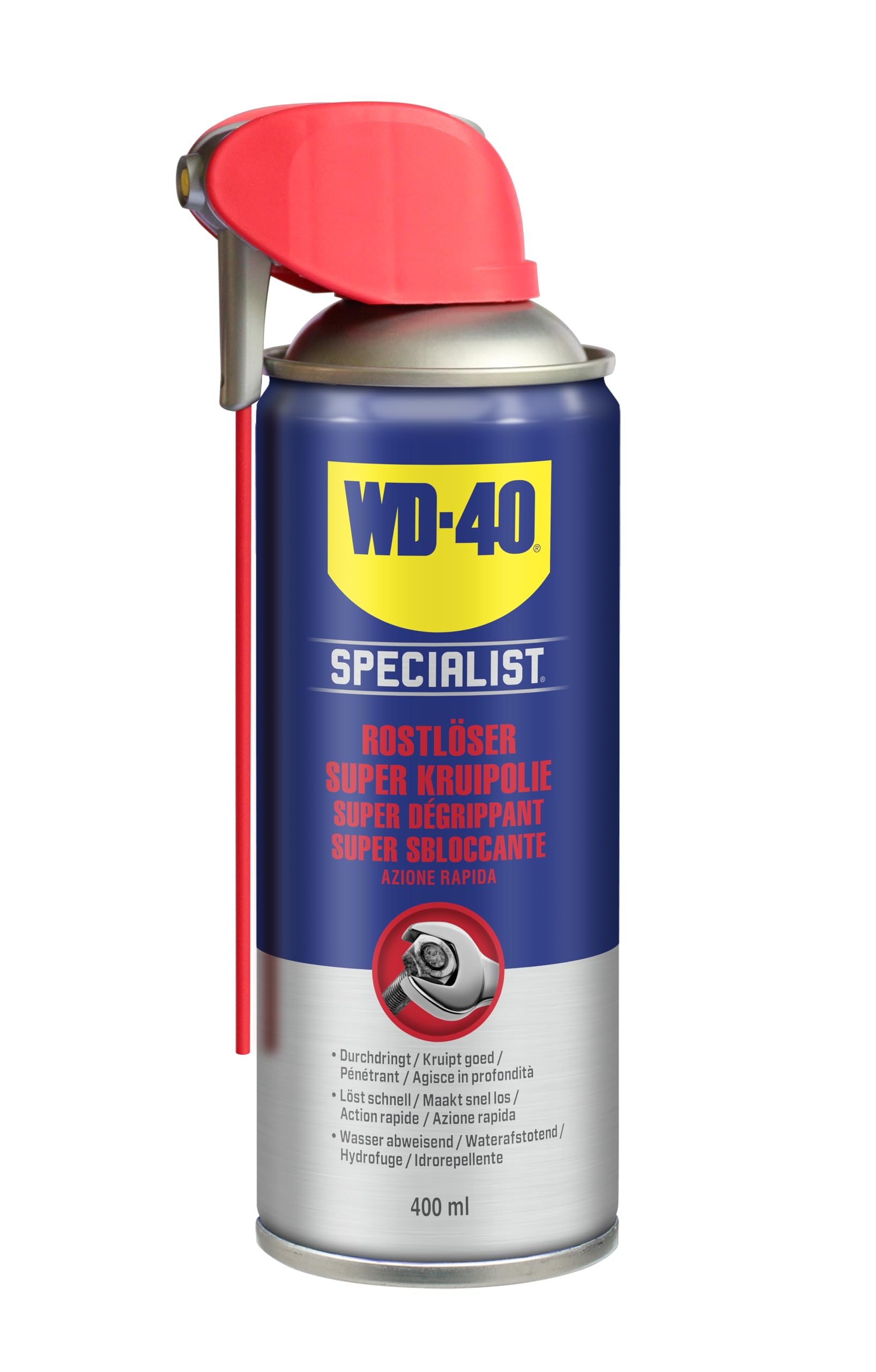WD-40 Specialist Rostlöser 400 ml – Kriechöl mit Tiefenwirkung für festsitzende Schrauben und Metallteile, löst Rost in Sekunden, verdrängt Feuchtigkeit, hinterlässt langanhaltenden Korrosionsschutz