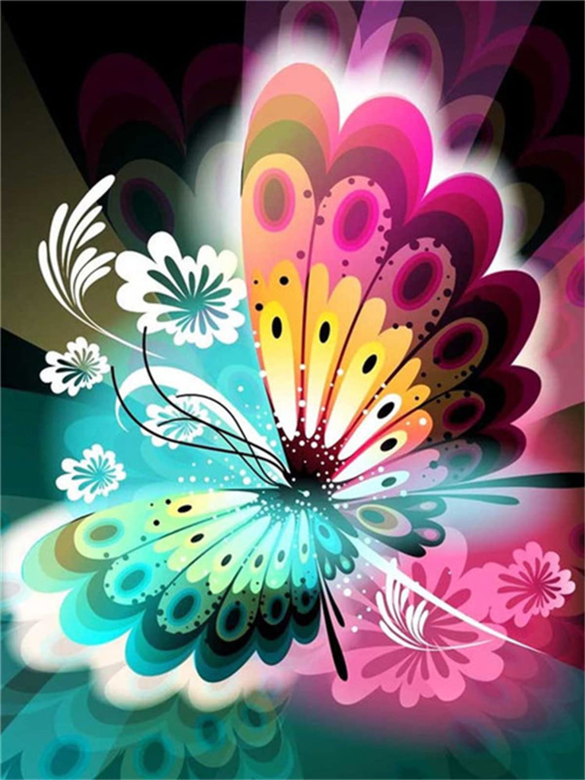 Diamond Painting Farfalla colorata,Strass Painting Diamond 5D,Daimond Painting Adulto Grandi,Quadri Diamond Ricamo a Punto Croce Arts Craft Canvas Daiamong Painting Wall Decor Round Drill,80x100cm